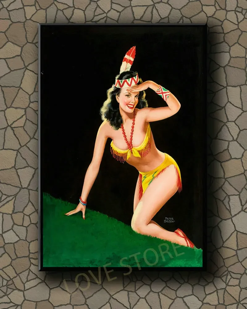 P466 Vintage Beautiful Pin-up Girl Classic Picture 611 Silk Fabric Poster Art Decor Indoor Painting Gift