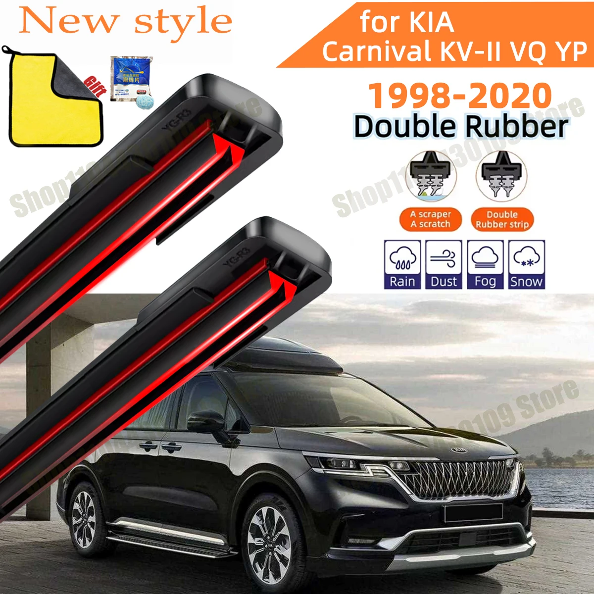 

Double Rubber Car Wipers for KIA Carnival KV-II VQ YP Front Windscreen Wipers Double Rubber Car Wiper Blades Car Accessories