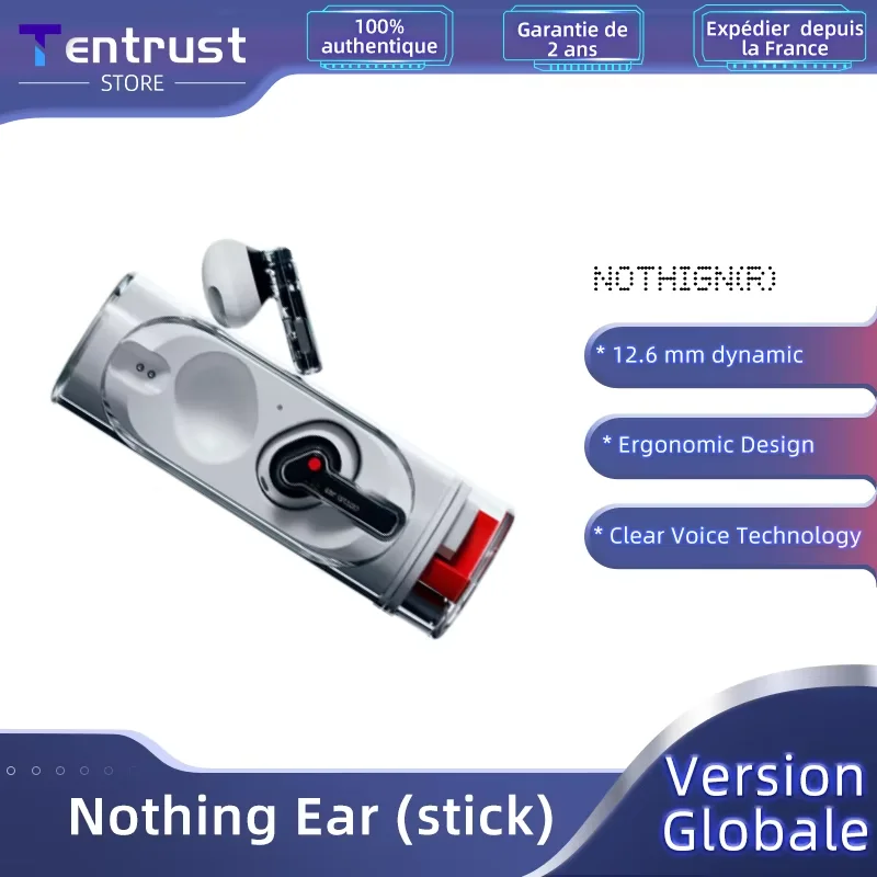 Global Version Nothing Ear (stick) Ergonomic design Custom 12.6 mm dynamic driver Clear Voice Technology