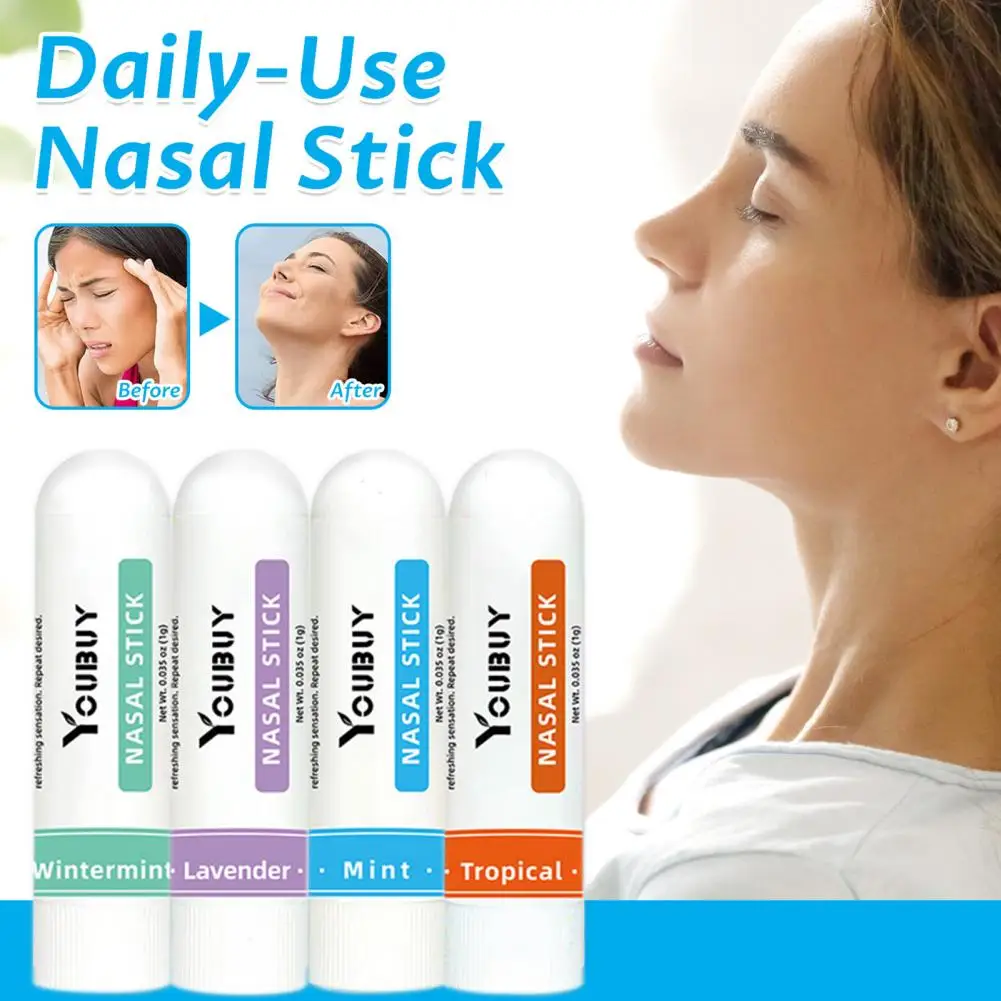 4Pcs Essential Oil Nasal Stick Orange Grapefruit Lavender Flavor Daily Refreshment Fatigue Relief Aromatherapy Inhaler Stick