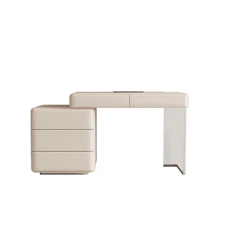 Italian Minimalist Cream 7 Drawer Dresser Light Luxury Makeup Table Storage Cabinet Chest for Bedroom Apartment Integrated