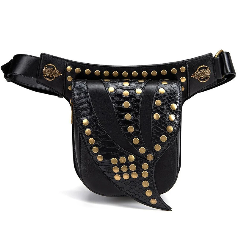 

Retro Rivet Design Waist Bag Steampunk Style Chest Pack Punk Underarm Crossbody Bag Sling Women Men Tactical Fanny Pack Cosplay