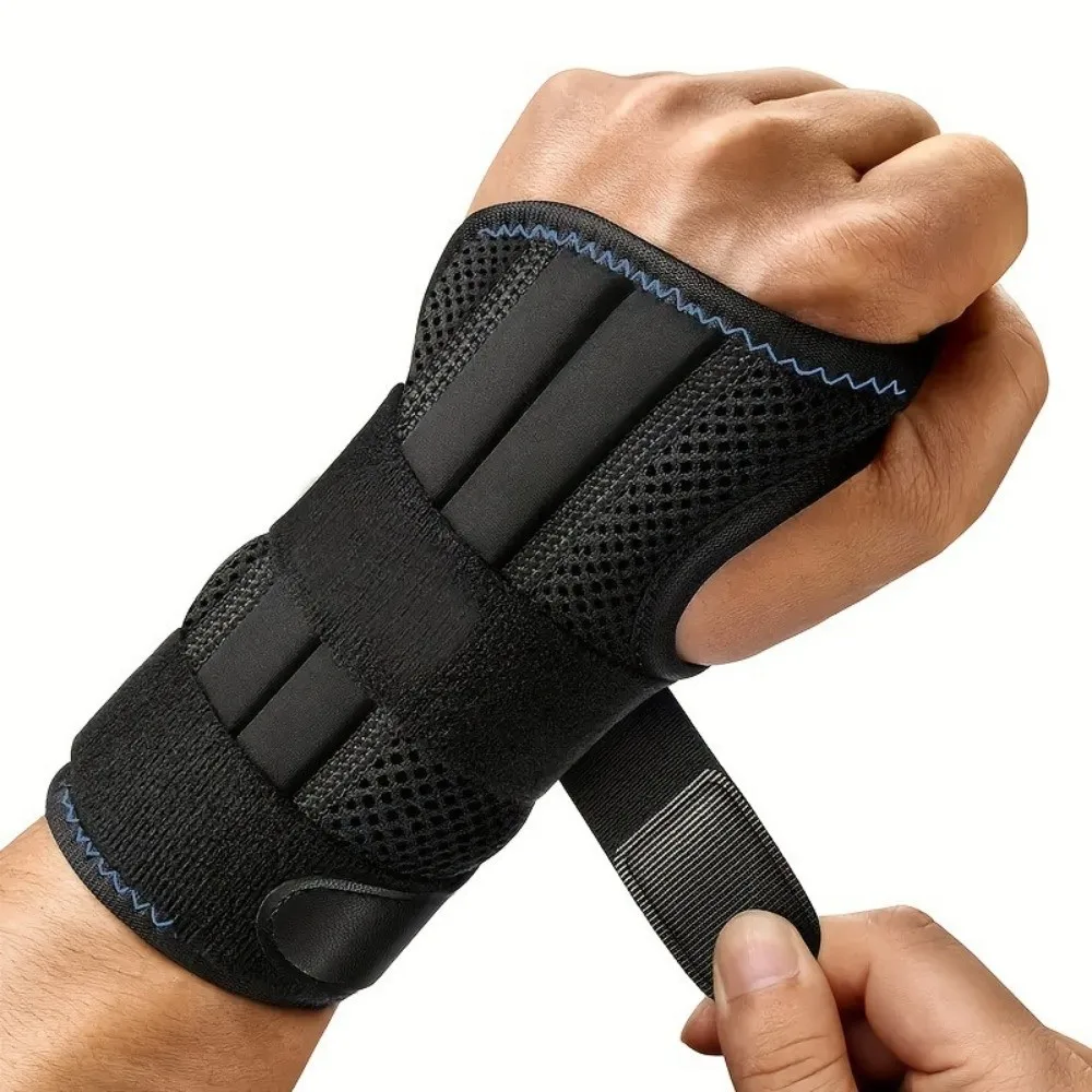 Wristband Metal Splint Wrist Brace Compression Strap Pressure Winding Hand Brace 3 Stays Breathable Wrist Support Night Support