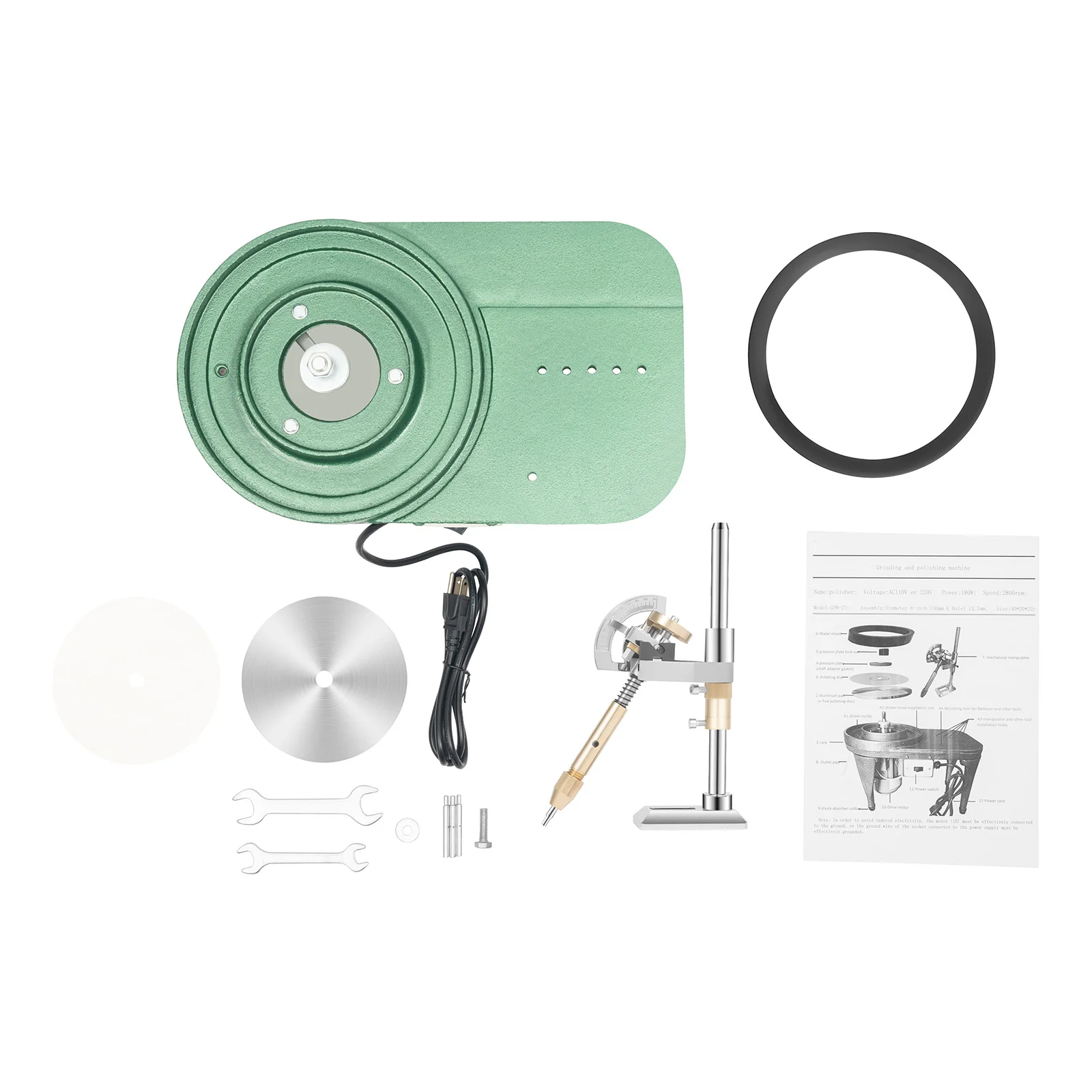 180W 110V 6인치 보석용 평면 연삭기 앵글 머신 2800rpm (다이아몬드 디스크 및 미끄럼 방지 패드 포함, 보석/옥석 가공용)