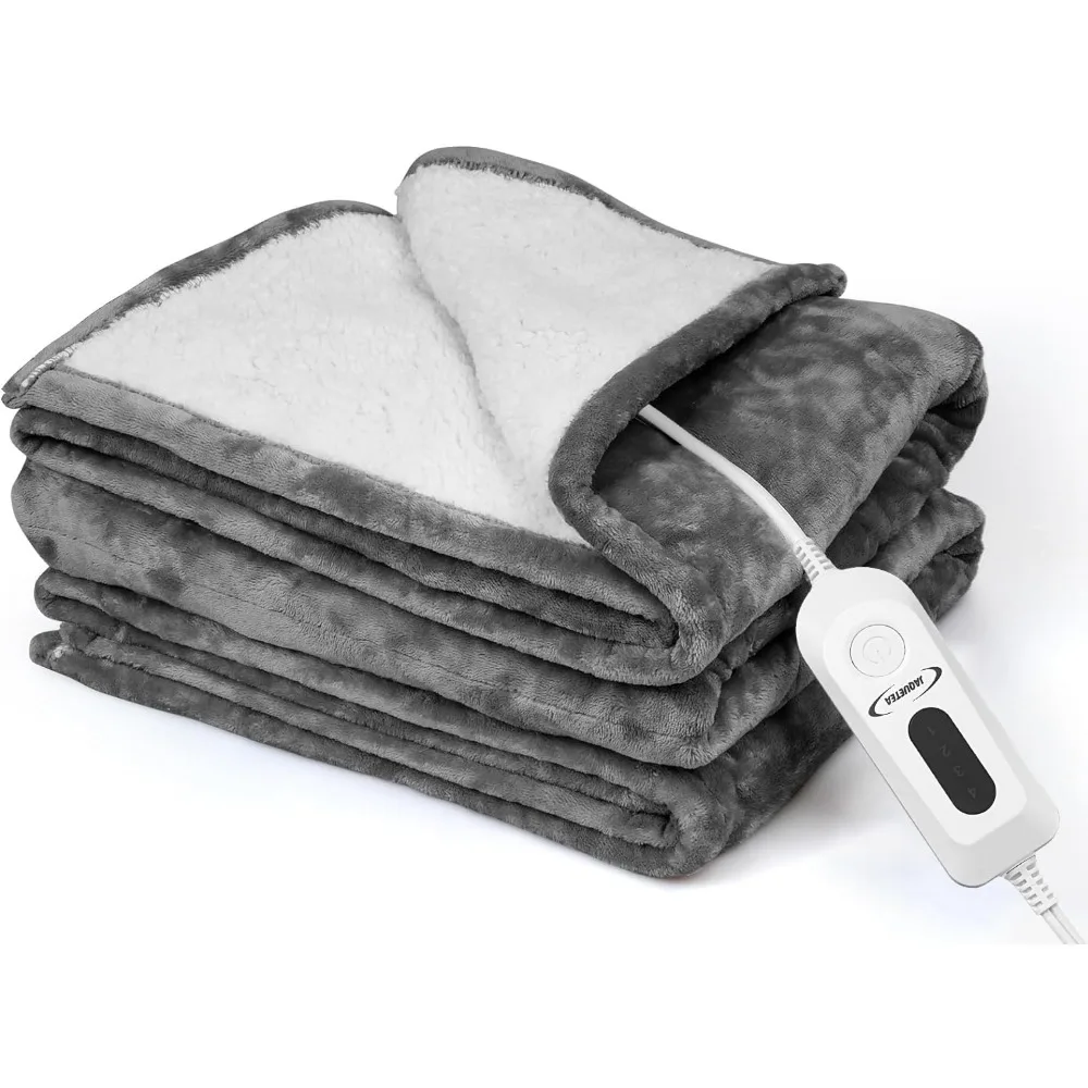 

Electric Heated Throw Blanket 50x60 Inches, 4 Heat Levels, Auto Shut-Off, Machine Washable Flannel Sherpa