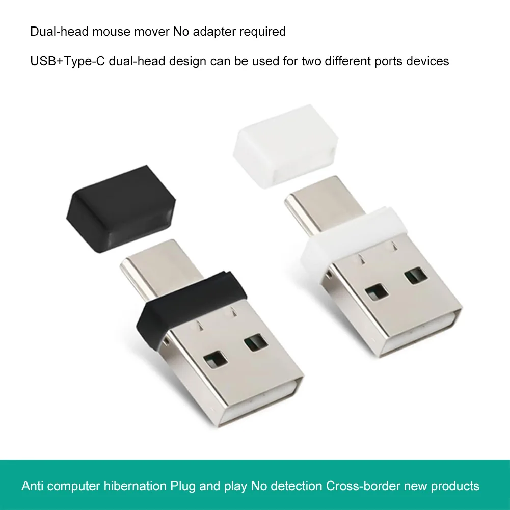 USB Tipe C 2 in 1 Mouse Jiggler Tanpa Driver, Penggerak Mouse Otomatis Plug & Play, Mini Mouse Shaker untuk Laptop, Menjaga Komputer Tetap Aktif