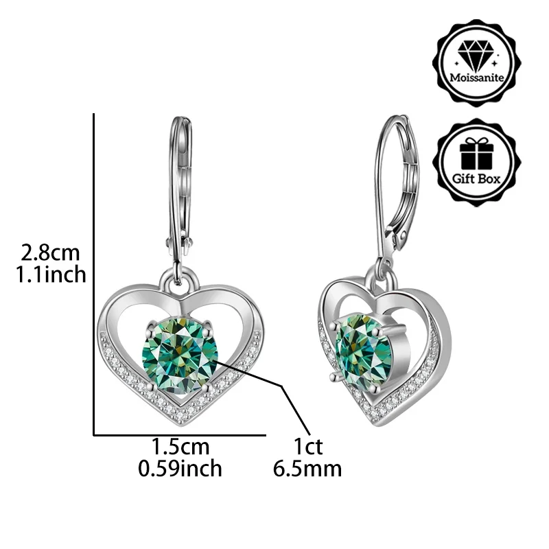 

LAMVOICE jewelry for women/earrings with 2 carat moissanite Hypoallergenic hook earring christmas gift for high quality jewelry