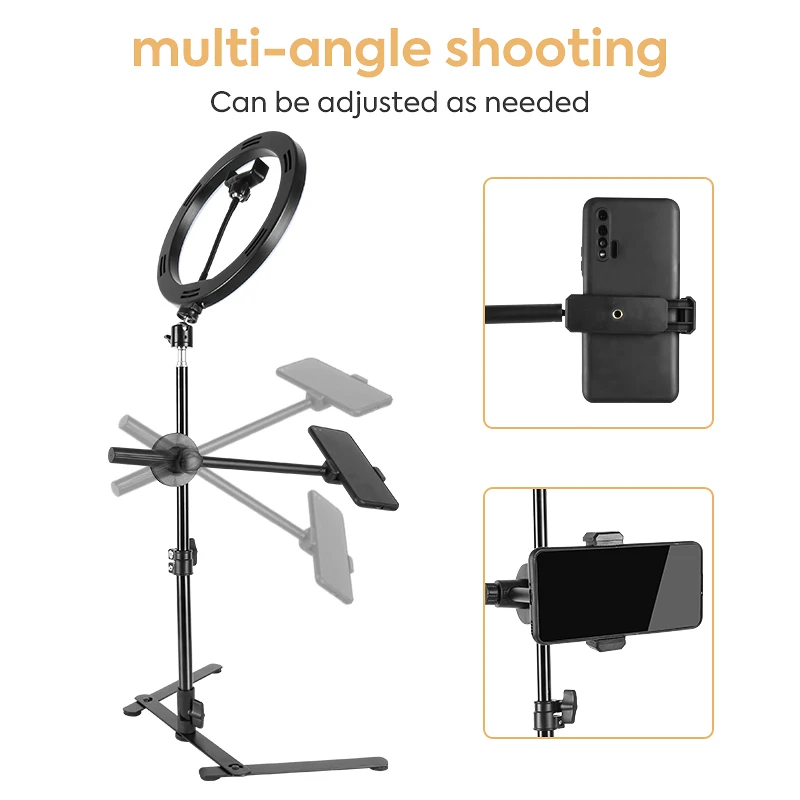 Photography Lighting Kit Phone Tripod Stand With 26cm Fill Ring Light Photo Stand Light Ring For Live Streaming Baking Video