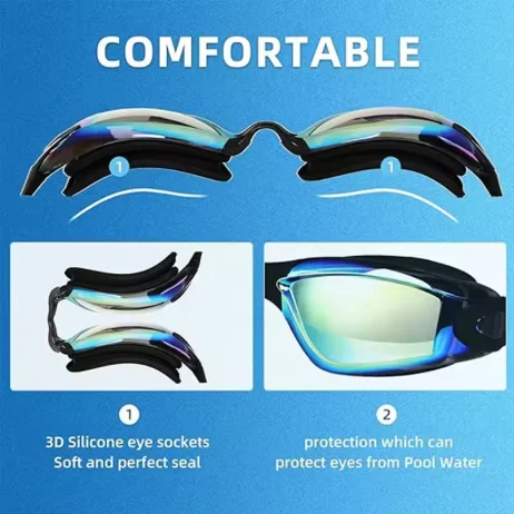 Swimming Goggles for Adults, Anti-Fog & Leakproof Swim Goggles with UV Protection, 180° Wide Clear Vision, Comfortable Waterproo