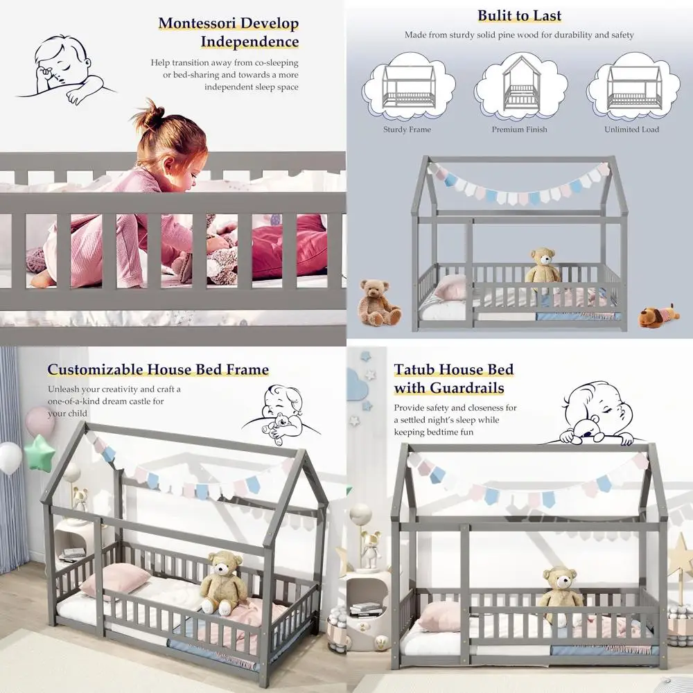 

Двухъярусная кровать для детей серого цвета с защитными бортиками и местом для хранения