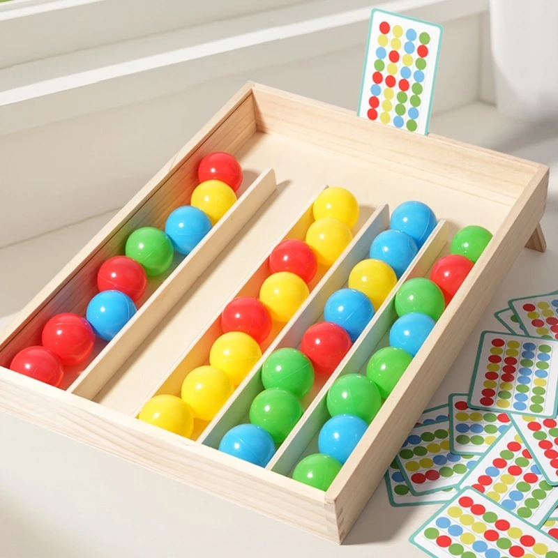 Jogo de tabuleiro de classificação de bola de arco-íris de madeira montessori brinquedos parroquecos cor cognição pensamento lógico desafio estratégia jogo social