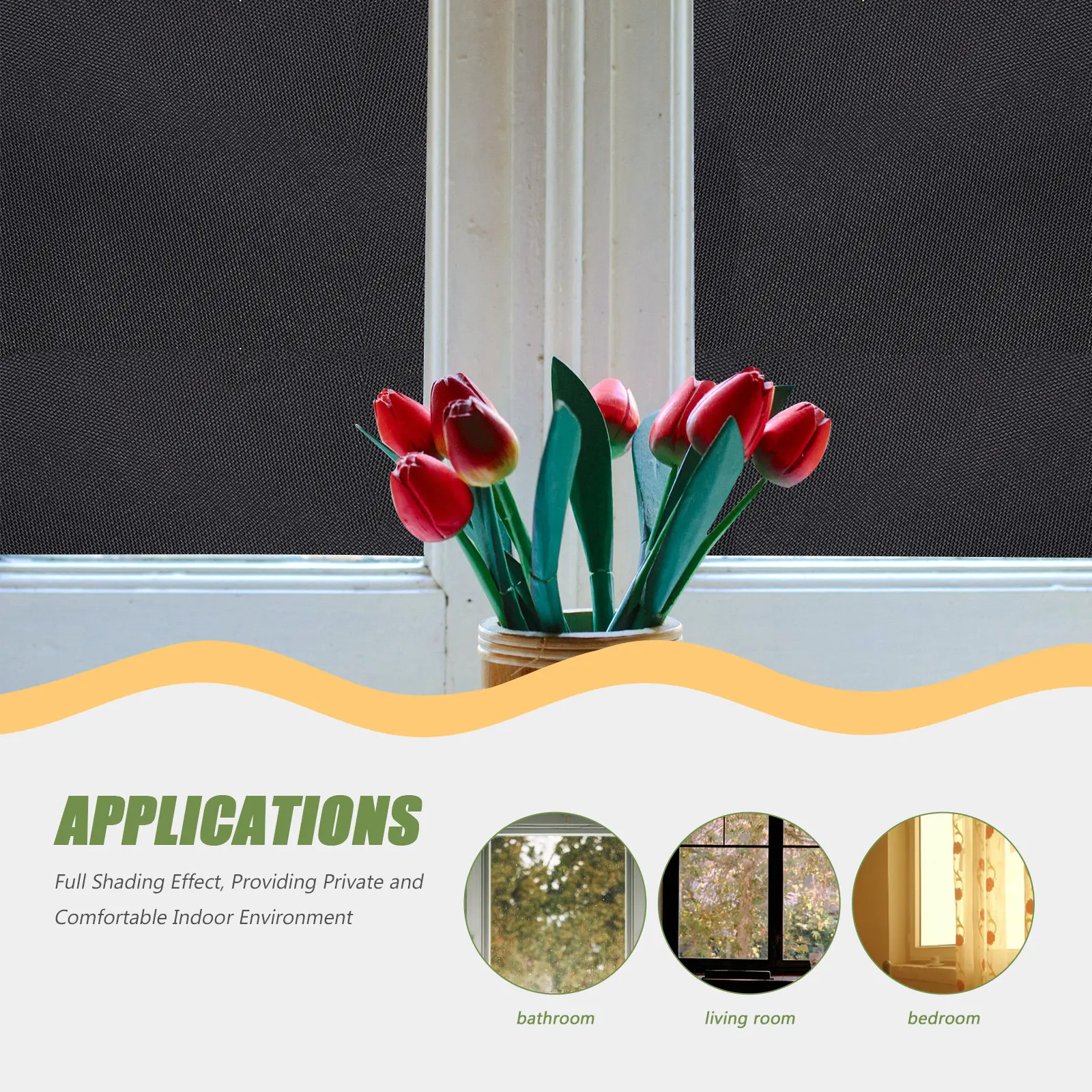 Travel Blackout Balcony Curtain Portable No Drill Installation Cuttable Window Shade Blackout Film for Indoor Outdoor Privacy