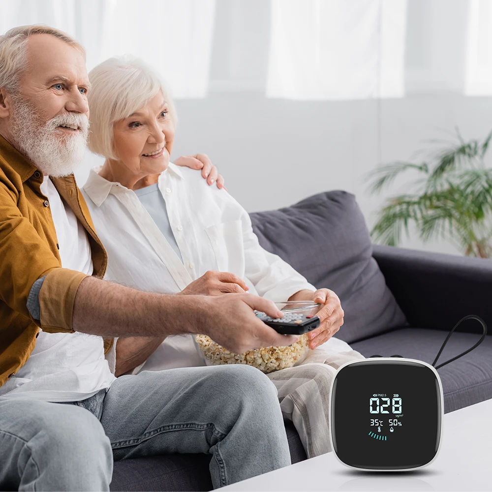 Mini PM2.5 Detector and Temperature & Humidity Meter Gas Analyzer ABS LCD Display 1 Year