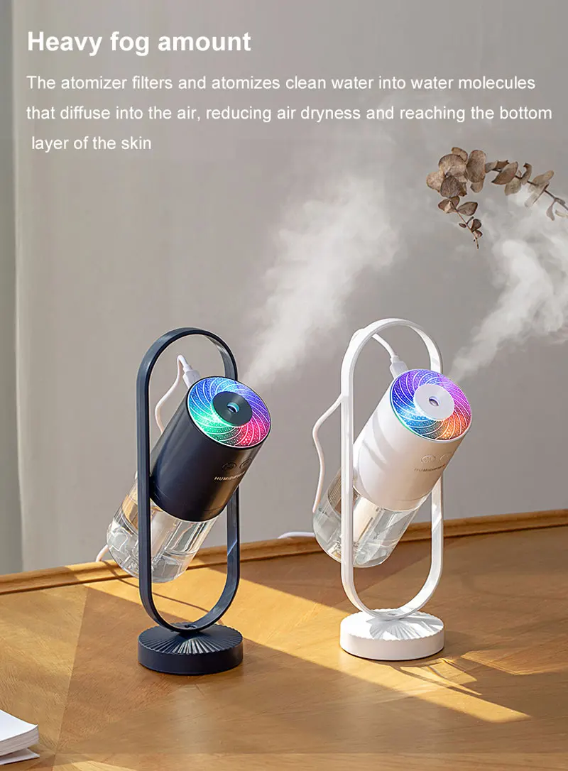 Vehicle Mini Humidifier 200ml Cool Ultrasonic Mist Portable Desktop Atomizer Hydrating  Machine USB Night Light Air Humidifier