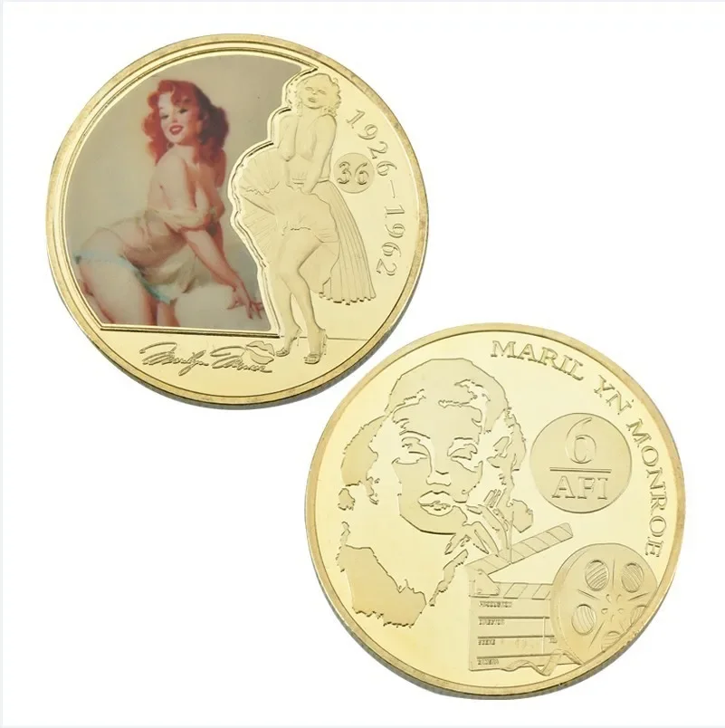 عملة تذكارية مارلين مونرو عملة معدنية يموت الصب هدية قابلة للجمع البث المباشر عملة ديكور المنزل النمط الأمريكي #5
