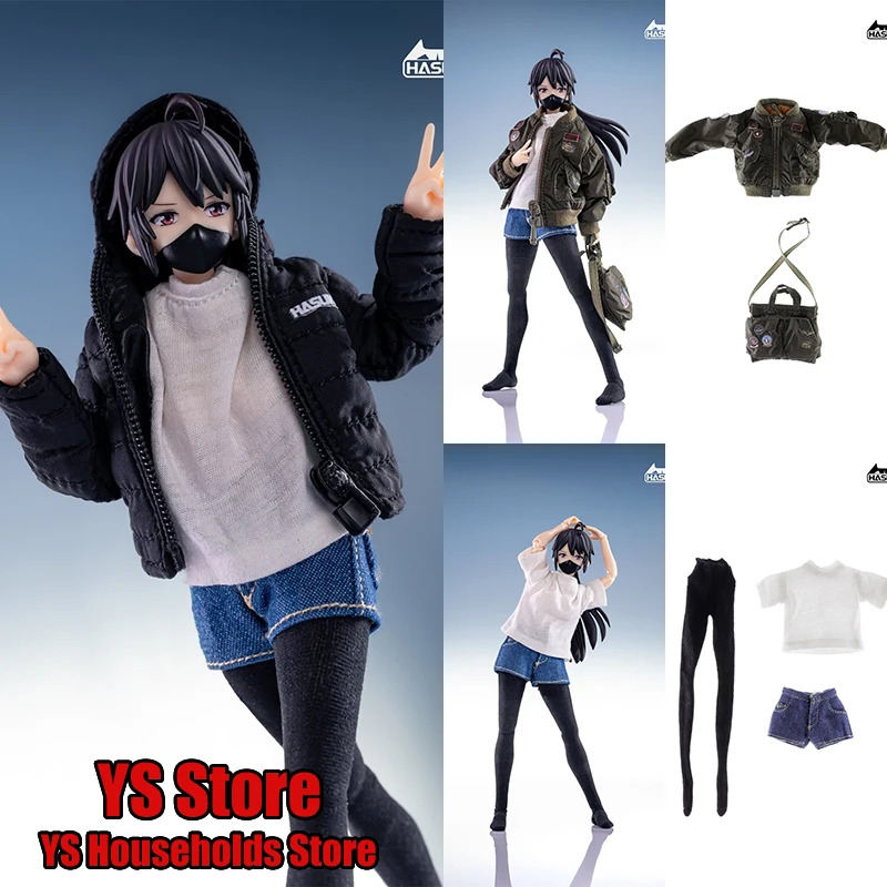 1/12 Mobile Suit Girl CS007 Pilot Jacket Bag CS008 T-shirt Denim Short CS009 Down Coat Hasuki Toys Clothes Accessory For 6