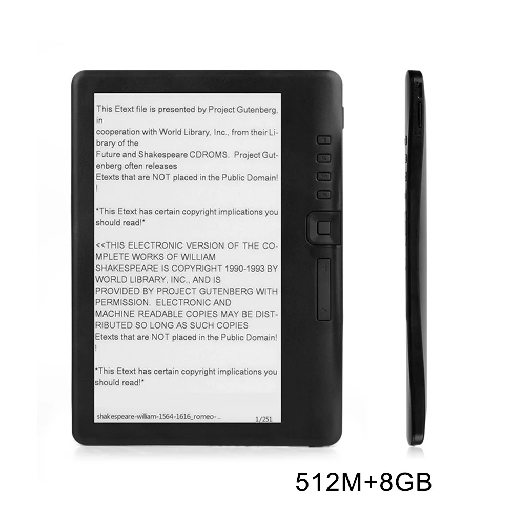 7 Inch Portable EBook Reader 800 * 480 Screen Builtin Backlight Support TF Card ABS+LCD E-book Reader Consumer Electronics