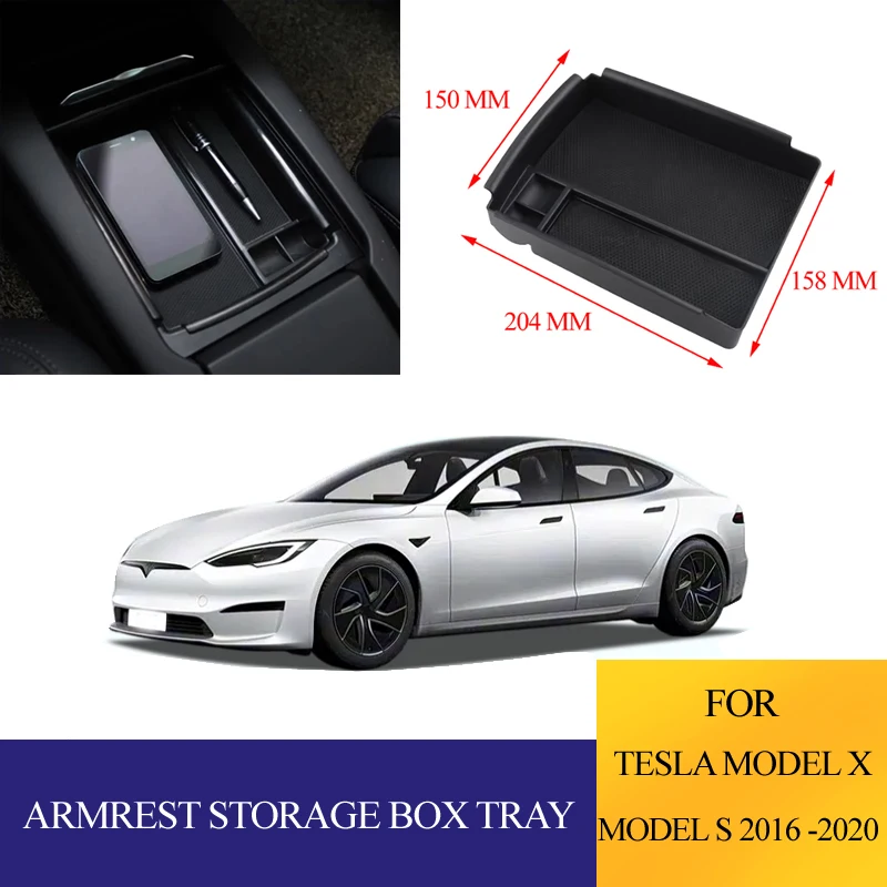 Boîte de rangement pour accoudoir central de voiture, accessoires pour Tesla Model X 2016 – 2020, pour Tesla Model S 2016 – 2020, ABS