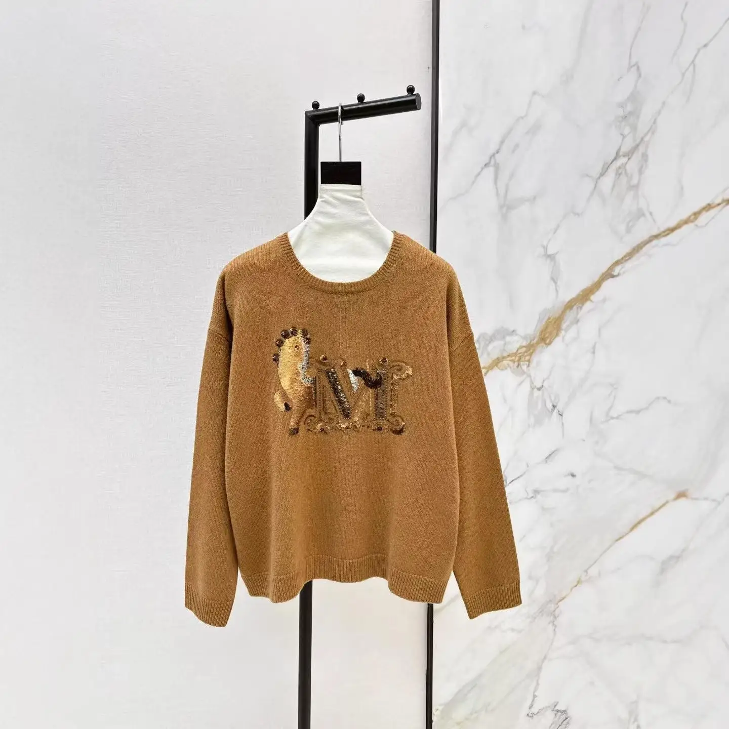 

Faionable round Ne Sweater Simple Sle Autumn Winter Ele Limited Edition New Arrival Early Spring Women's Knitwear