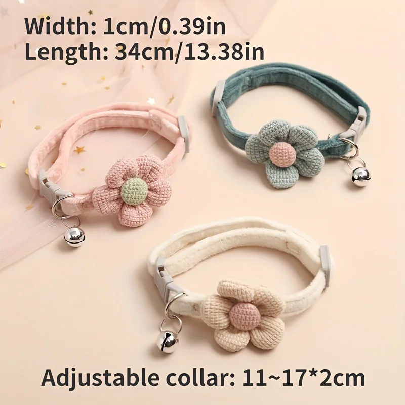 Adjustable Floral Cat Collar With Bell Cute Cotton Pet Necklace For Small Dogs Cats Pet Supplies