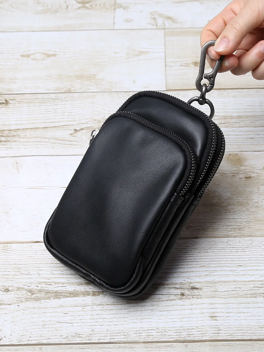 Sac de taille en cuir véritable pour hommes, avec ceinture en cuir, couche de bandeau en cuir de vache, loisirs multifonctionnel, grande capacité, sac à la mode