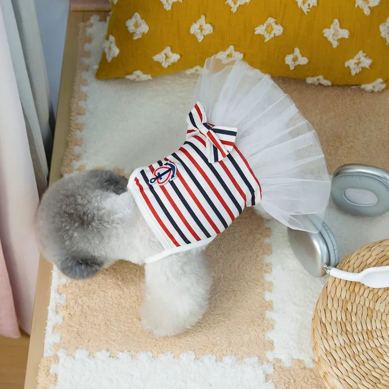 

British Style Dog Vest Summer Puppy Suspender Skirt Teddy Bichon Dress Cool Comfort Pet Clothing XS-XL