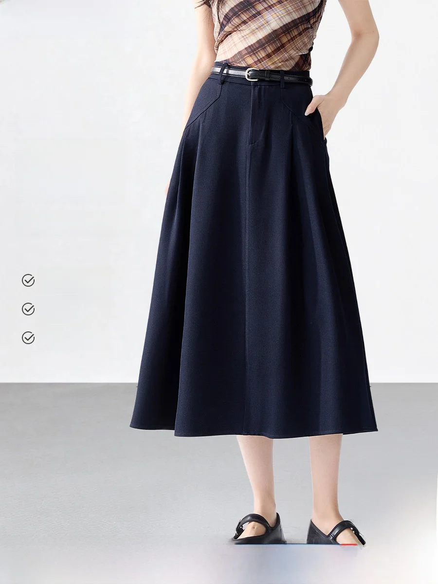 

Юбка миди А-силуэта Ele от Mo Han Mei: универсальная, удобная для повседневной носки, с высокой талией, плиссированная, в корейском стиле, женская мода