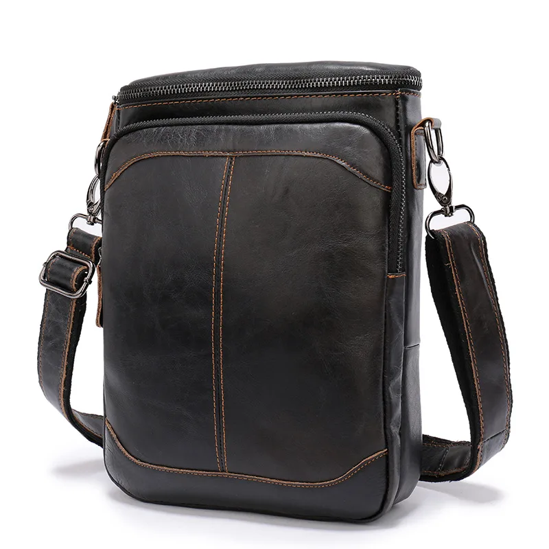 Vintage Men Genuine Leather Messenger Bag Men Bag Wax Leather Crossbody Shoulder Bag Cowhide Men Business Bags Briefcase