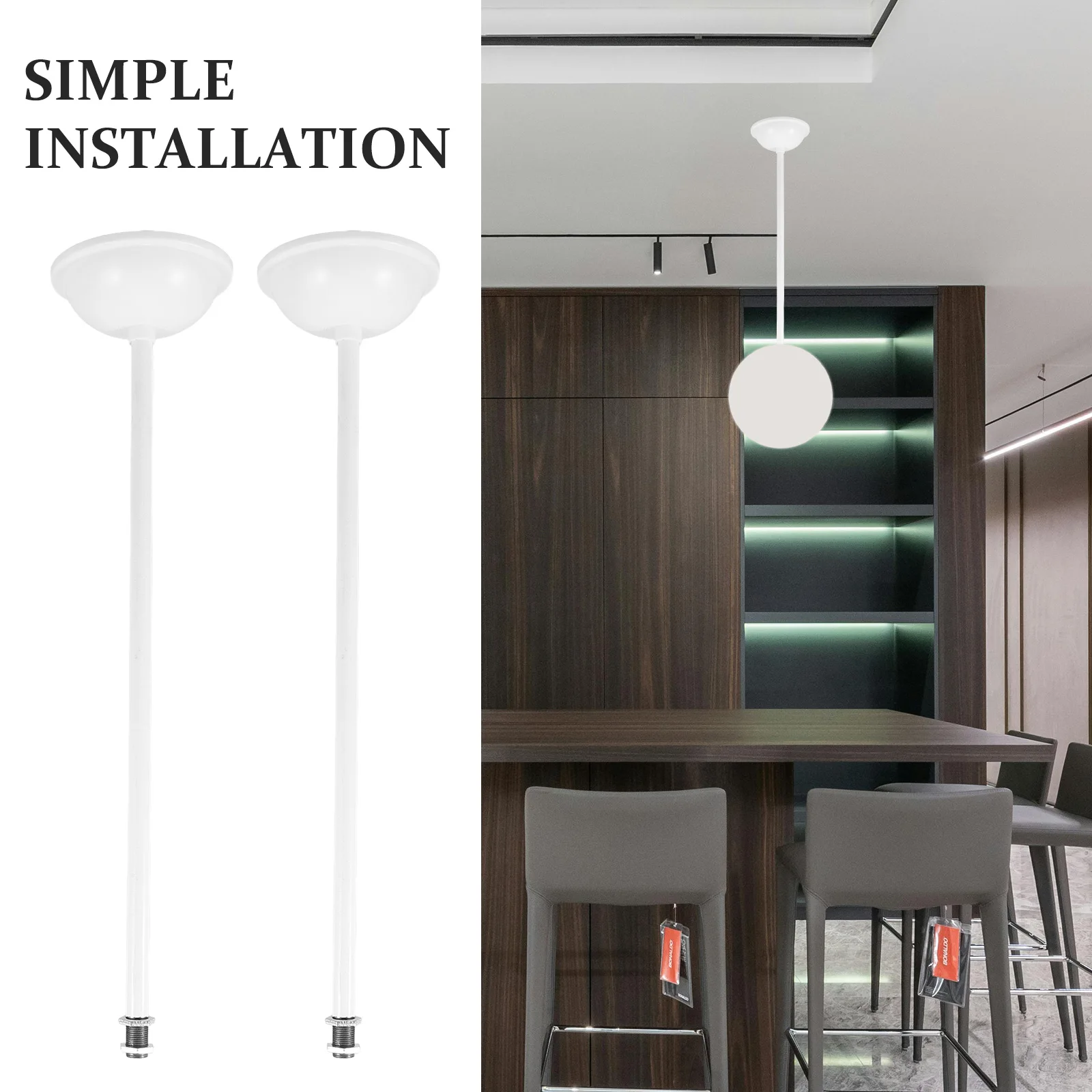 2 قطعة ضوء الفصول الدراسية معلقة قضيب أسفل قابل للتعديل لأضواء الفلورسنت تركيبة إضاءة ينبع مصباح تمديد القطب الأبيض #5