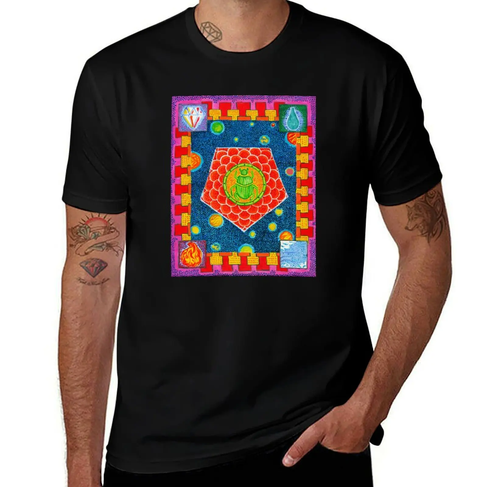 

Four Elements Mandala T-Shirt Short sleeve tee quick drying plus size clothes quick-drying clothing for men