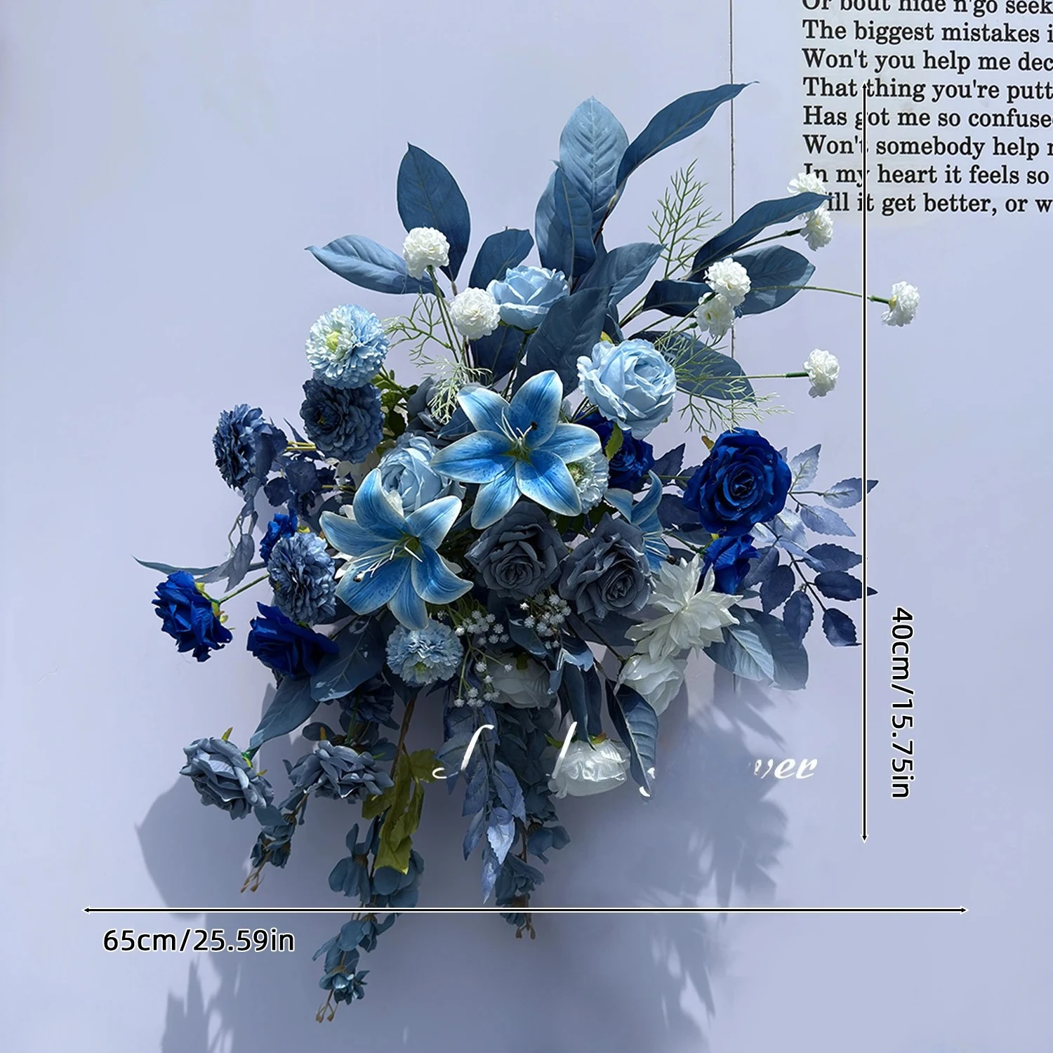 Haze Blauwe Bloem Outdoor Kunstbloemen Bruiloft Decoratie Hang Bloem Rij Weg Lood Bloem Bal Bloemen Achtergrond Arrangement