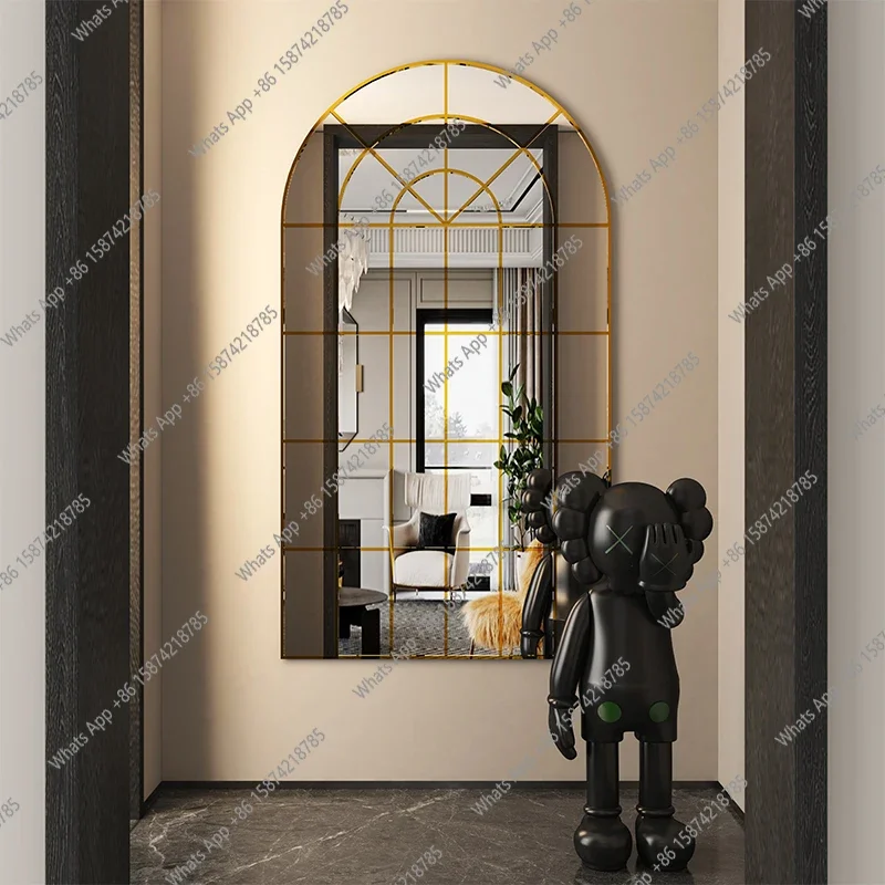 XZL Full Body Mirror Real Non-deforming Winter Wood Vanity Mirror Wall Hanging Special-shaped Dresser Punching Wall Sticker
