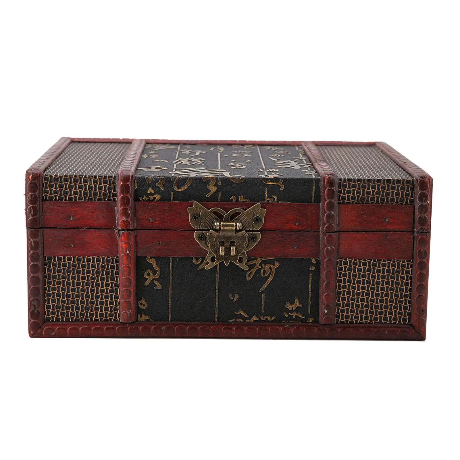 Vintage Wooden Storage Box Treasure Chest Chinese Style Small Size Book Jewelry Storage Case Organizer Desktop Decoration