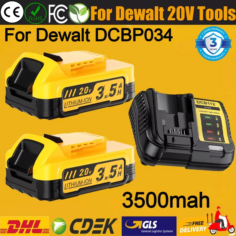 2PCS For Dewalt DCBP034 20V 3.5A Replacement For Dewalt DCBP520 DCBP124 Series Battery For Dewalt Powerstack Li-ion Battery