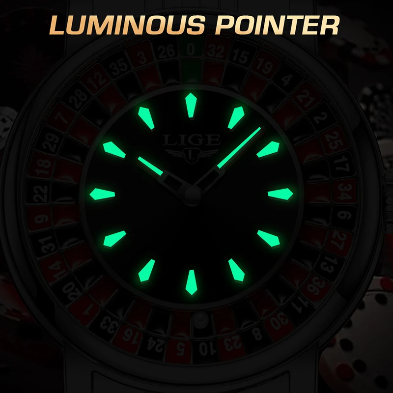 ساعة LIGE للرجال بتصميم إبداعي للعبة مقاومة للماء للرجال ساعات يد كوارتز مضيئة من الفولاذ المقاوم للصدأ للرجال Reloj Hombre