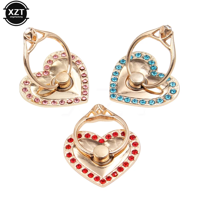 

1Pc Smartphone Stand Holder Heart Metal Diamond For iPhone Huawei All Smart Phone Mount