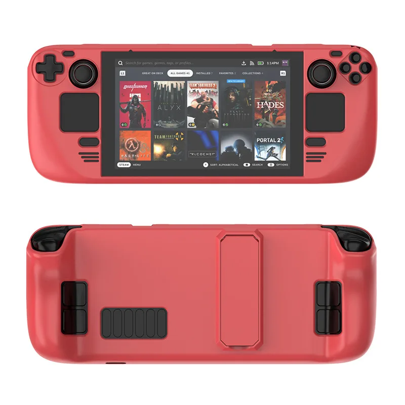 

For Steam Deck Colorful Protective Case Skin-Friendly Feel PC Material Protective Case with Stand Game Console Accessories