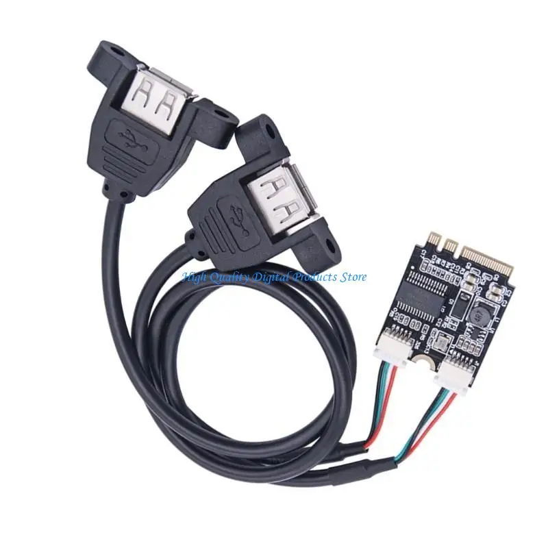 U2JE Universal Mini PCIe/M.2 Wifi A+E para doble cable USB2.0 para múltiples dispositivos