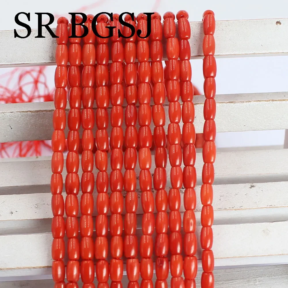 3x6mm Rice Olivary Sardi Red Sea Bamboo Coral Natural Isolation Beads For Jewelry Making DIY Bracelet Necklace