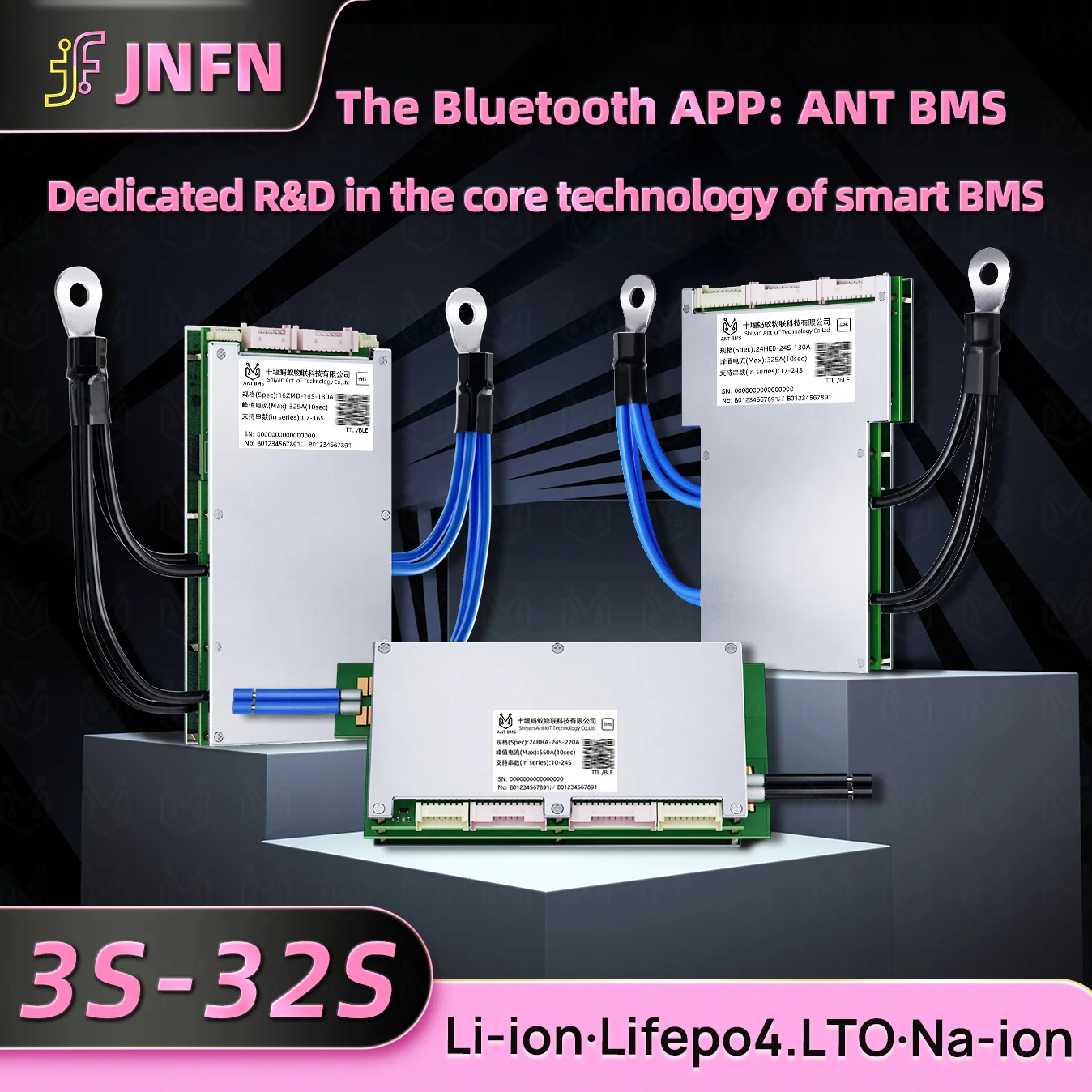 

Ant Smart bms 3S 4S 7s 16s 20s 22s 80A 130A 230A 400A Lithium Battery bms for 18650 Lifepo4 LFP Li-Ion with BT/UART/RS485/CAN