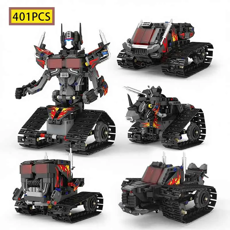 

Конструктор MOC 5 в 1: Радиоуправляемый трансформируемый робот-носорог, внедорожник, DIY-модель, развивающая игрушка-головоломка для детей, 402 детали