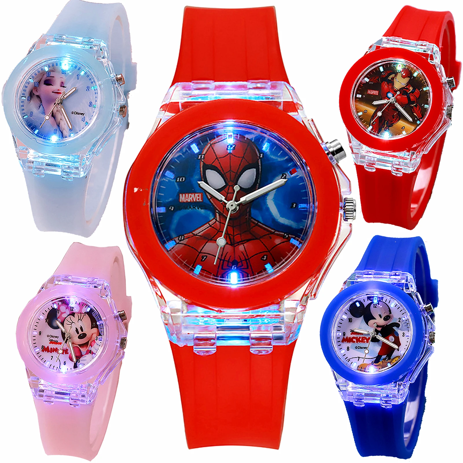 Jam tangan anak perempuan, jam tangan anak perempuan, olahraga elektronik, LED, siswa, modis, anti air, kartun Frozen, untuk anak-anak