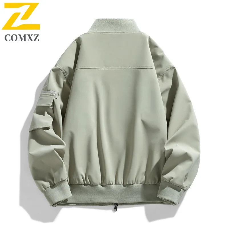 COMXZ Flight Jacket Men Spring Autumn Fashion Loose Mens American Trend Casual Workwear Baseball Jacket lightweight windbreaker