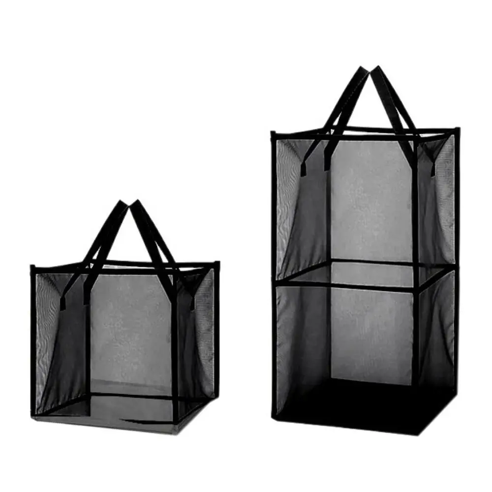 Large Capacity Mesh Laundry Basket Single/Double Layer with Handles Foldable Laundry Bag Square Sundries Toys Storage Bag