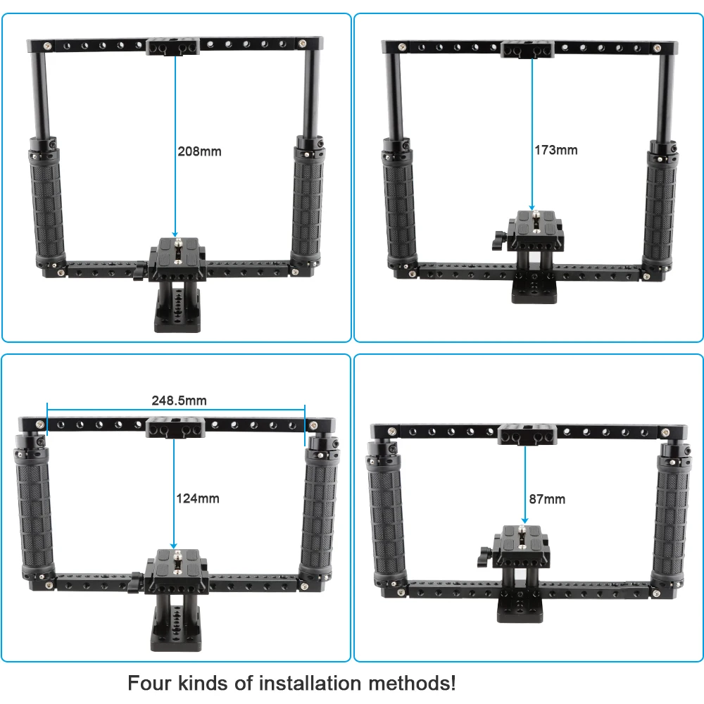 HDRIG Adjustable Cage with Quick Release Baseplate Fits Large-sized DSLRs or DSLR with Battery Grip