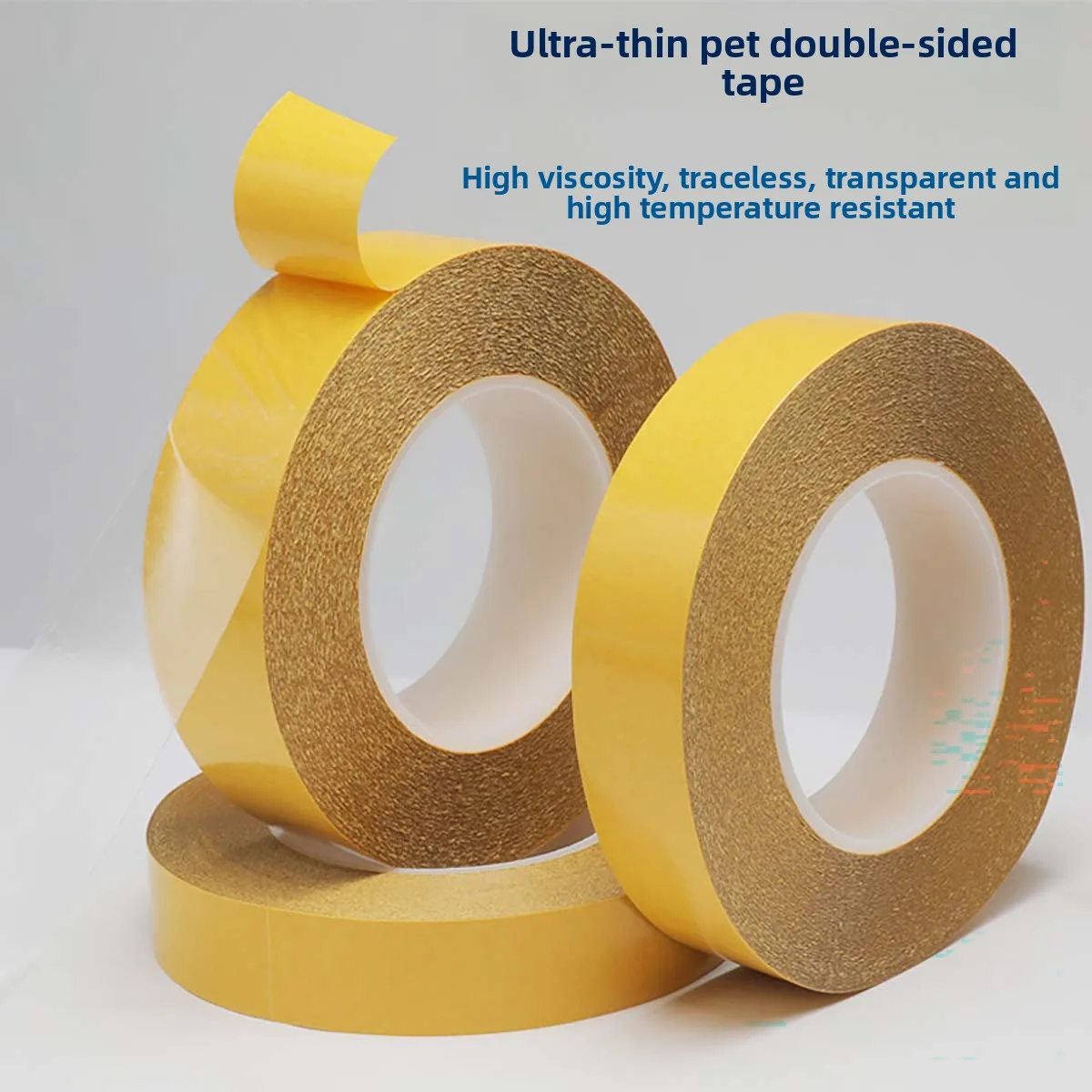 50M PET Clear Double Sided Tape Ultra Thin High Temp Strong Adhesive Removable No Trace Tape