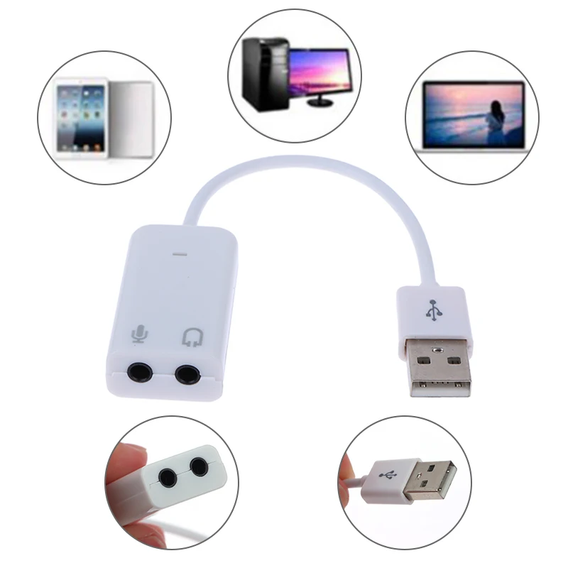 USB Sound Card Virtual 7.1 3D External USB Audio Adapter USB To Jack 3.5mm Earphone Microphone Speaker For Laptop Notebook PC