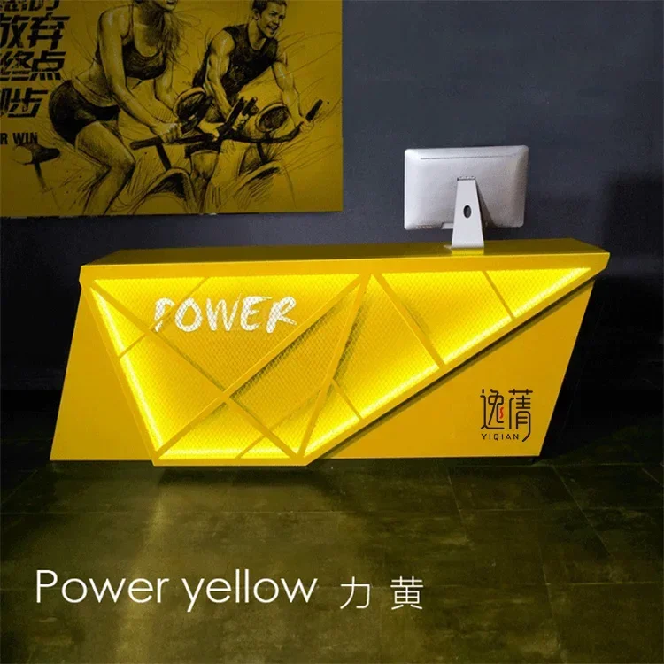 Industrial style retro gym bar checkout page dance studio clothing store luminous reception