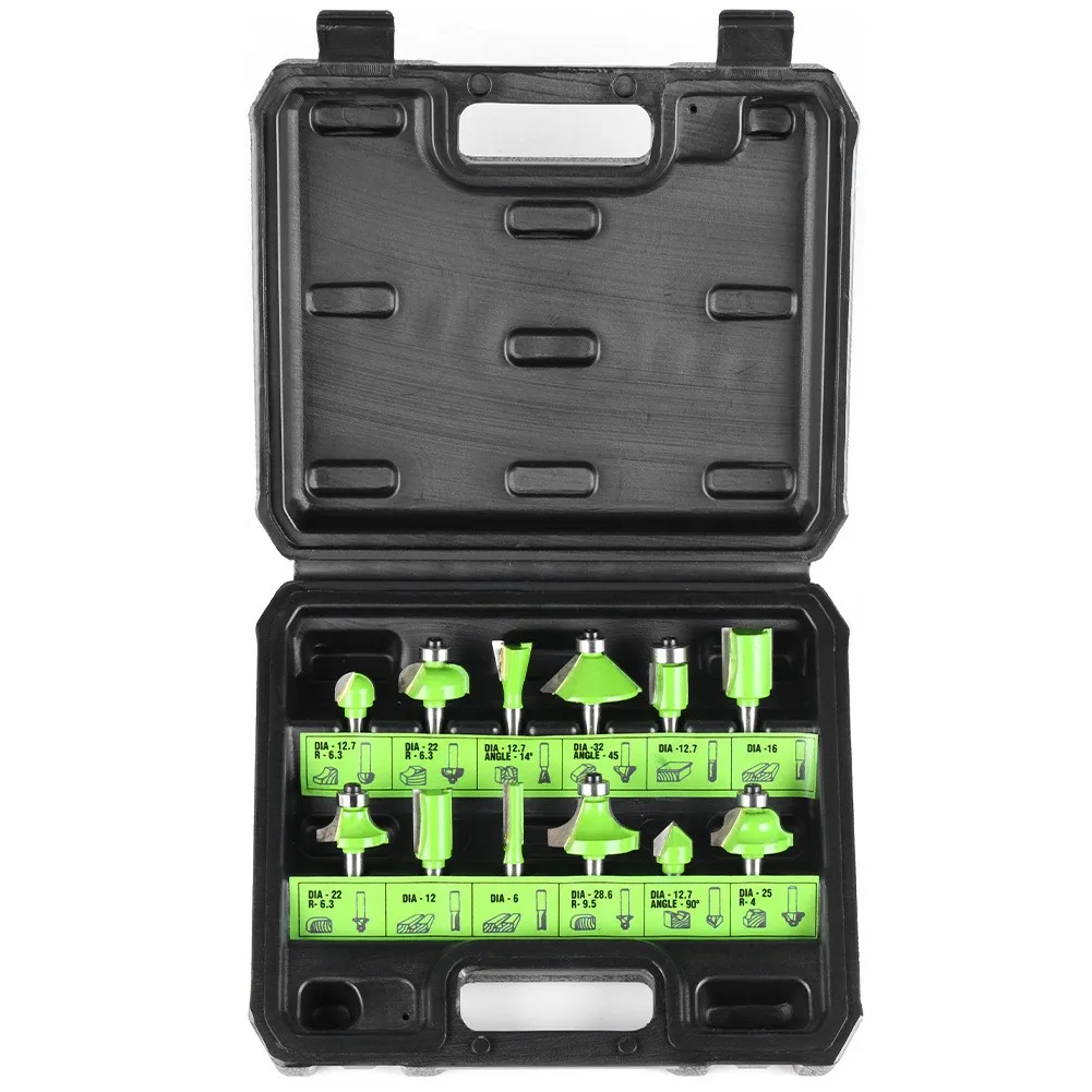 

Twelve Sets Of 1/4 Woodworking Cutter Sets Edge Trimming Machine Cutting Head Electric Wood Milling For Woodworking