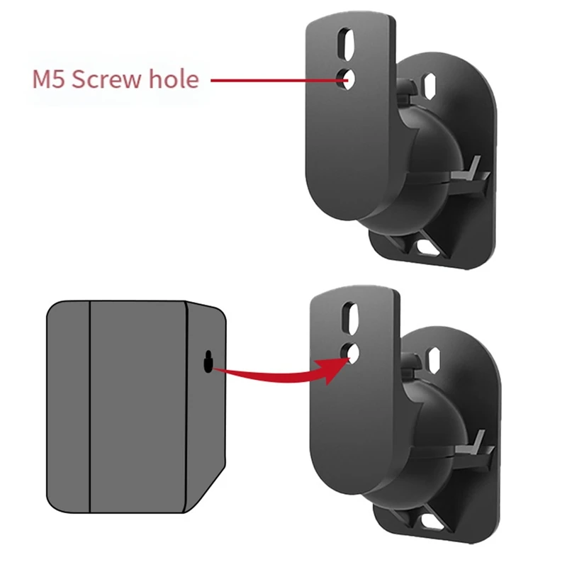 2PCS Speaker Mount Wall Bracket Stand Surround Holder Adjustable Swivel And Tilt Angle Rotation